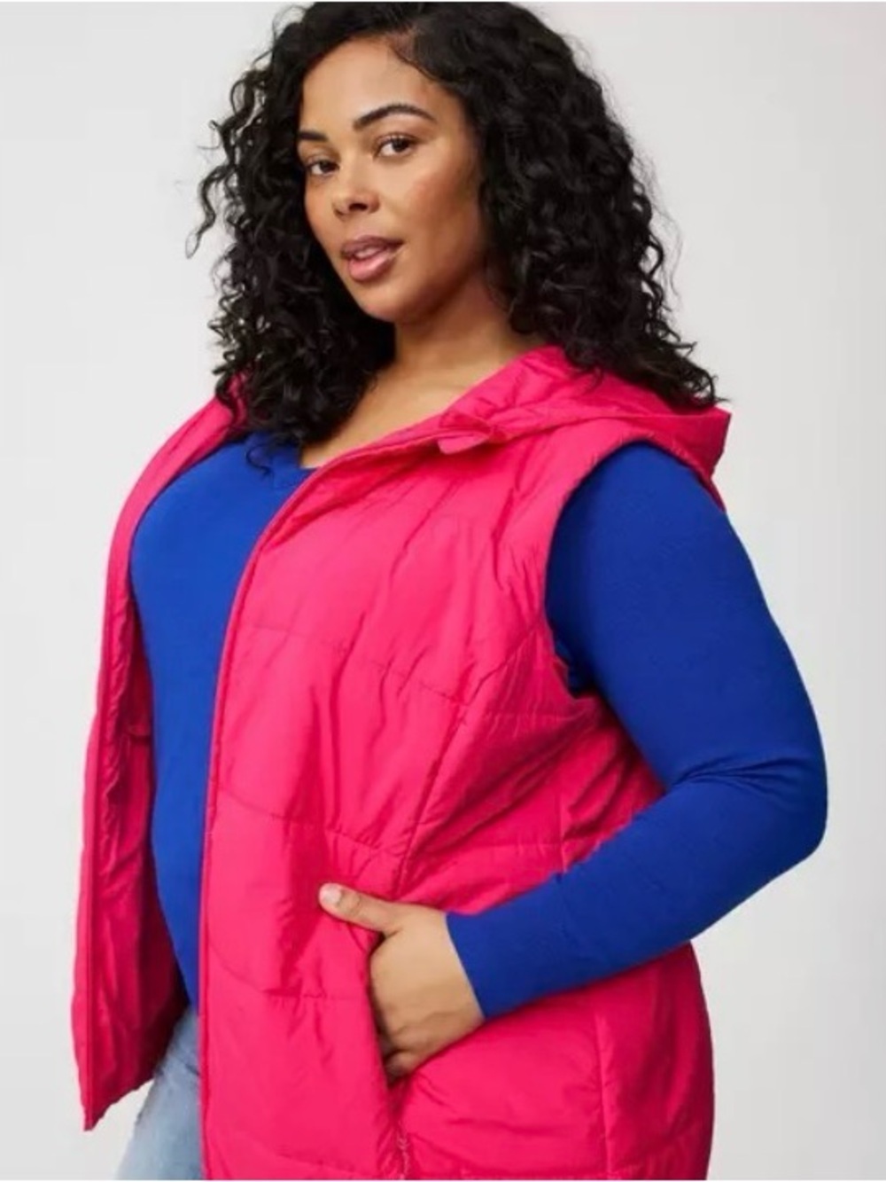 NWT Torrid Bright Pink Hooded Puffer Vest